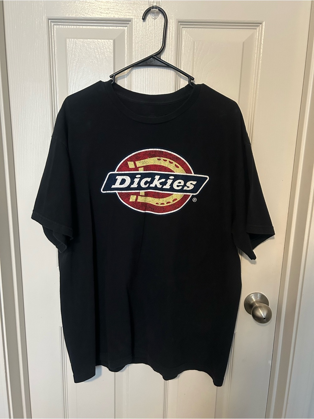 Dickies Black Short-Sleeve Logo Tee with Red & Yellow Emblem